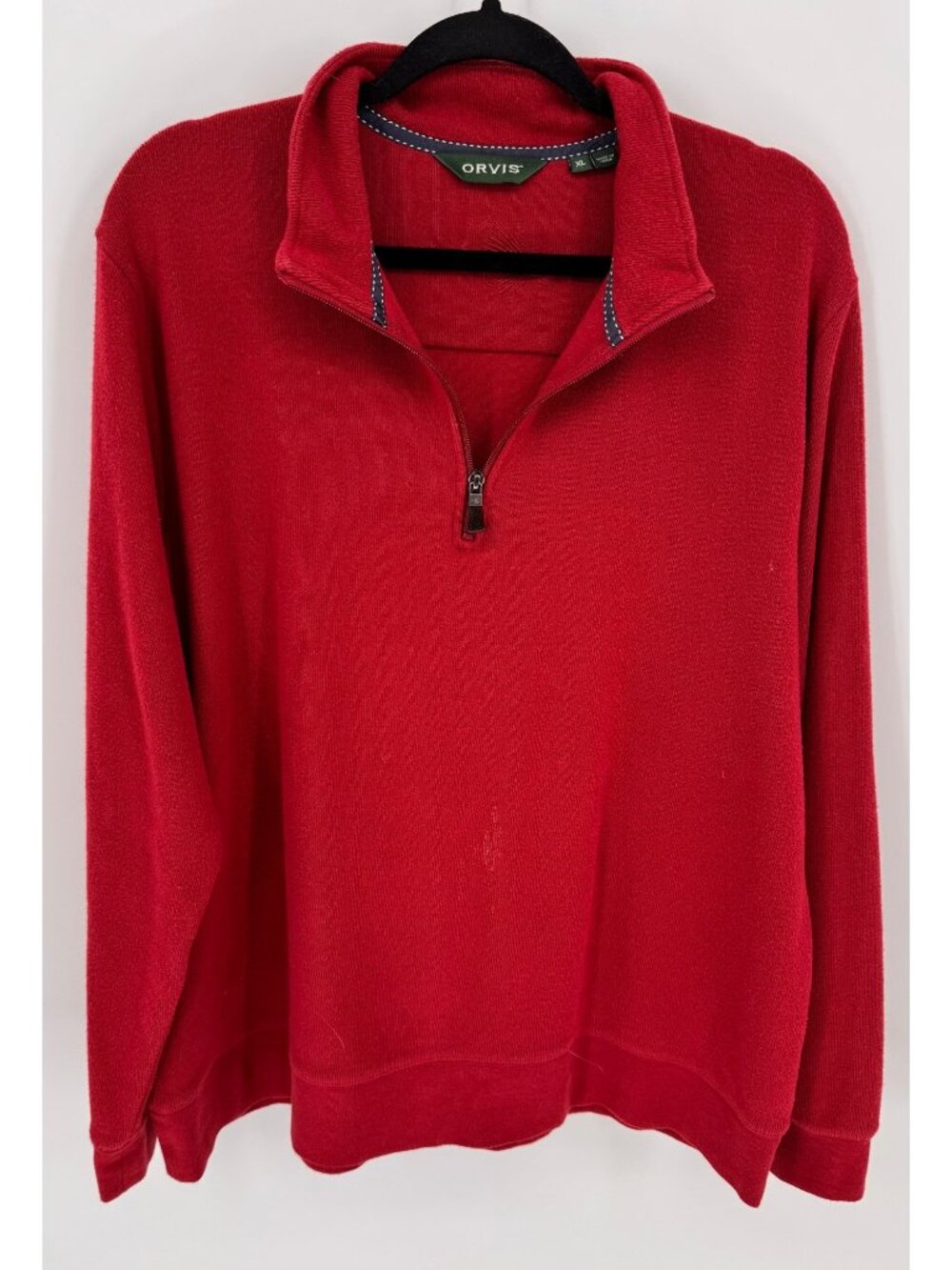 Orvis Mens Burgundy Half-Zip Pullover Sweater Size XL